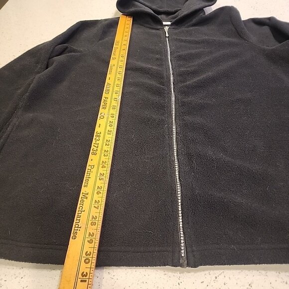 Quacker Factory Zip Up Hoodie 1x Black Fleece Rhinestones Pockets - Picture 4 of 7